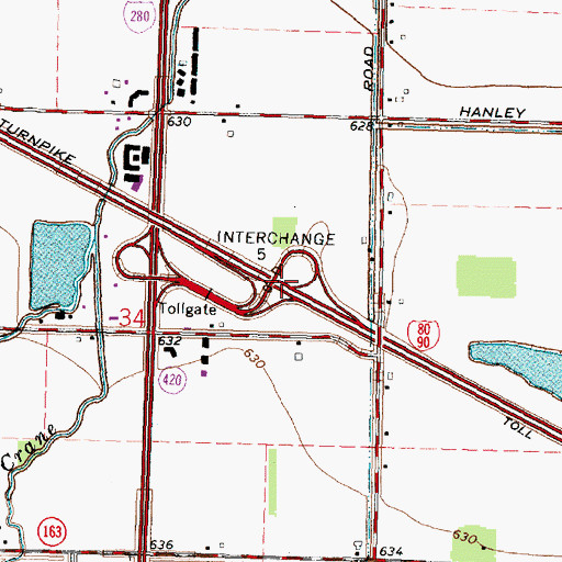 Topographic Map of Interchange 5, OH