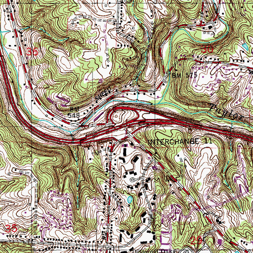 Topographic Map of Interchange 11, OH