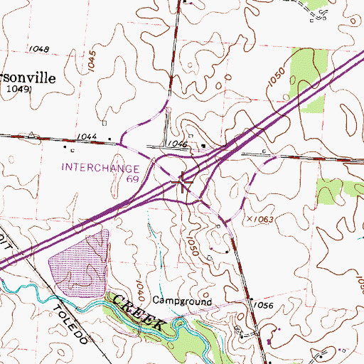 Topographic Map of Interchange 69, OH