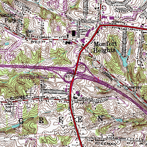 Topographic Map of Interchange 14, OH
