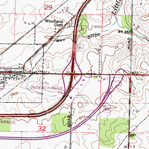 Topographic Map of Interchange 135, OH