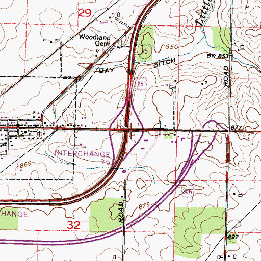 Topographic Map of Interchange 135, OH