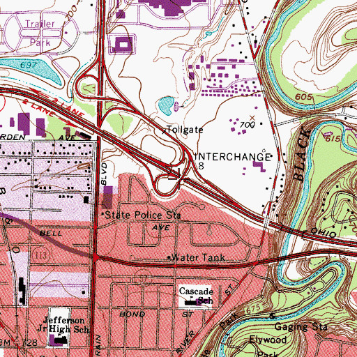 Topographic Map of Interchange 8, OH