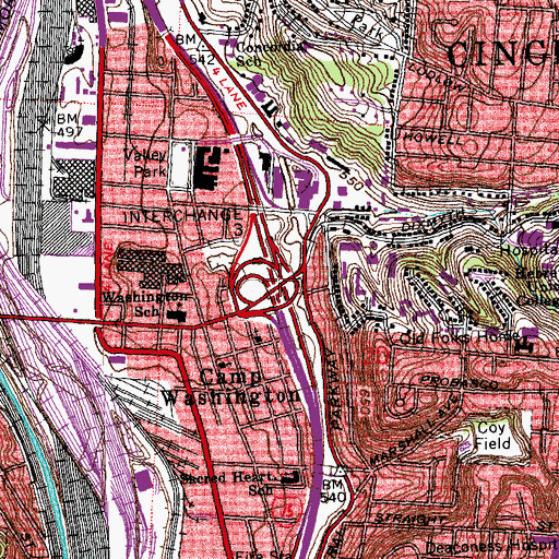 Topographic Map of Interchange 9, OH
