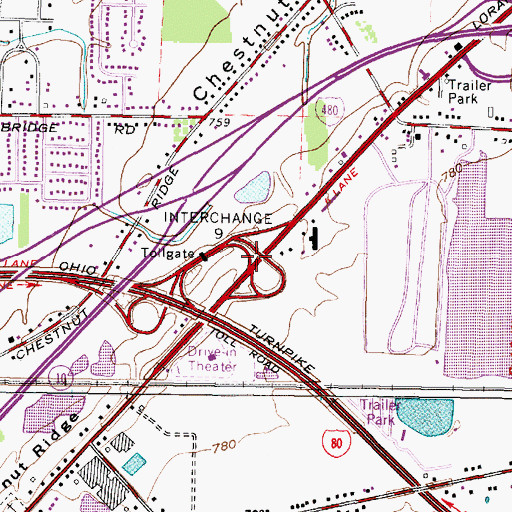 Topographic Map of Interchange 9, OH