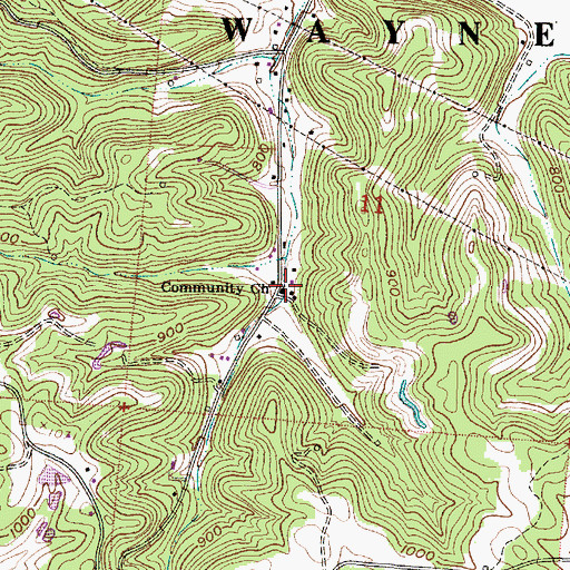 Topographic Map of Community Church, OH