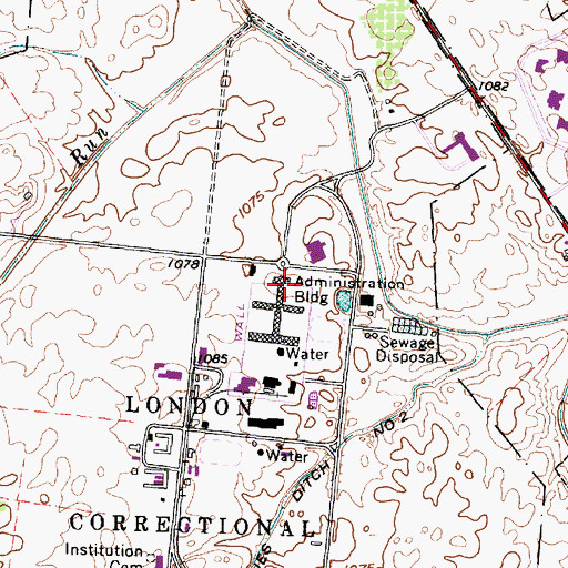 Topographic Map of London Correctional Institution Administration Building, OH