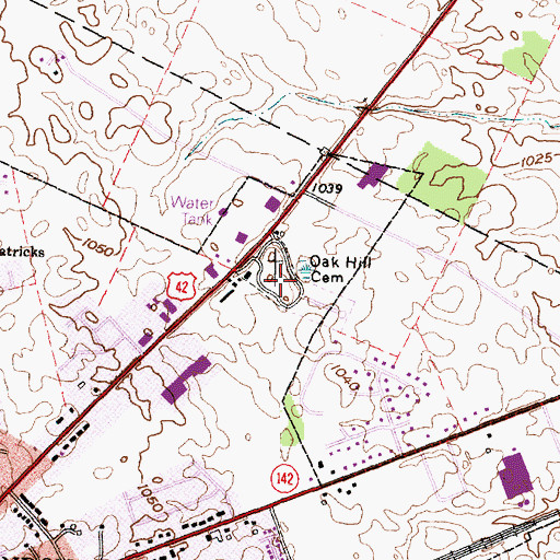 Topographic Map of Oak Hill Cemetery, OH