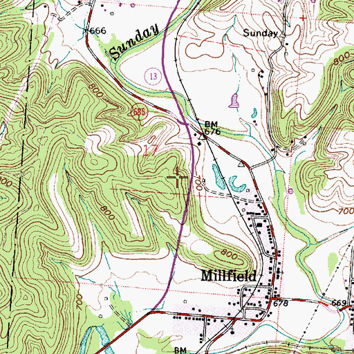Topographic Map of Kidwell Covered Bridge, OH