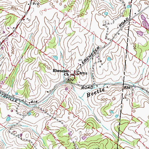Topographic Map of Ebenezer Church, OH