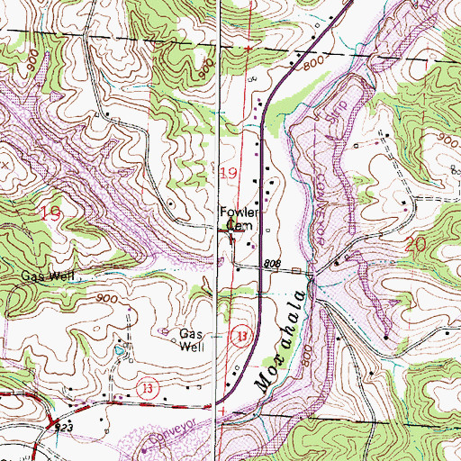 Topographic Map of Fowler Cemetery, OH