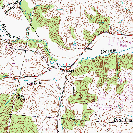 Topographic Map of Dirty Creek, OH