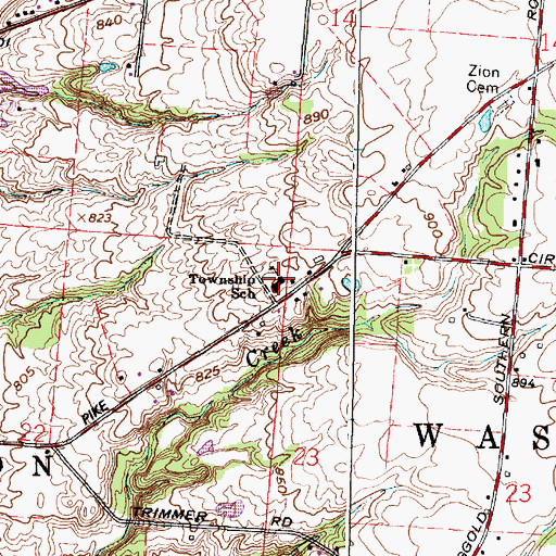 Topographic Map of Washington Township School, OH