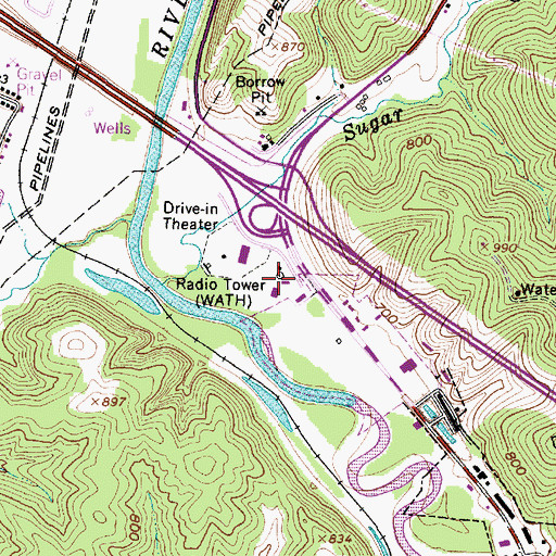 Topographic Map of WATH Radio Tower, OH