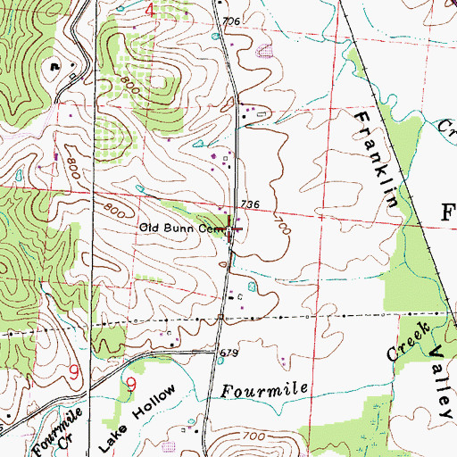 Topographic Map of Old Bunn Cemetery, OH