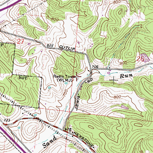 Topographic Map of WLMJ Radio Tower, OH
