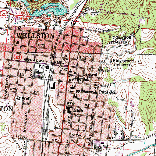 Topographic Map of Central School, OH