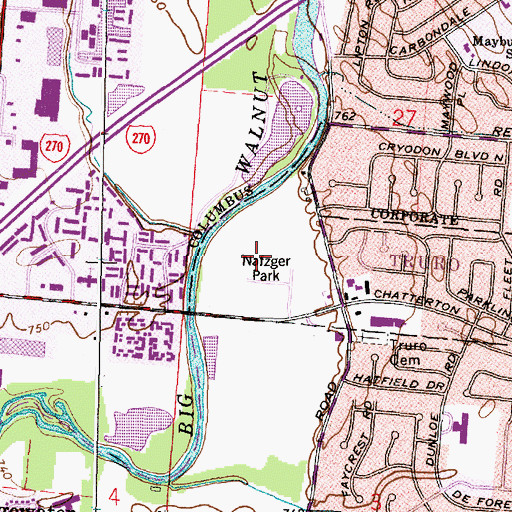 Topographic Map of Nafzger Park, OH