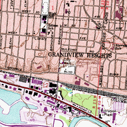 Topographic Map of Grandview Heights City Hall, OH