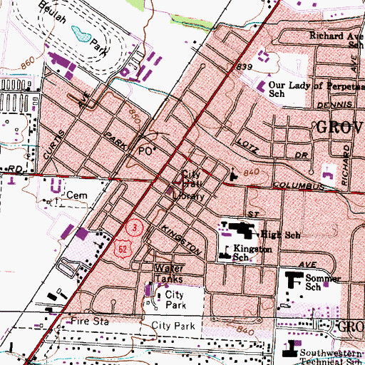 Topographic Map of Grove City City Hall, OH