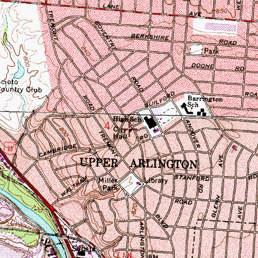 Topographic Map of Upper Arlington City Hall, OH