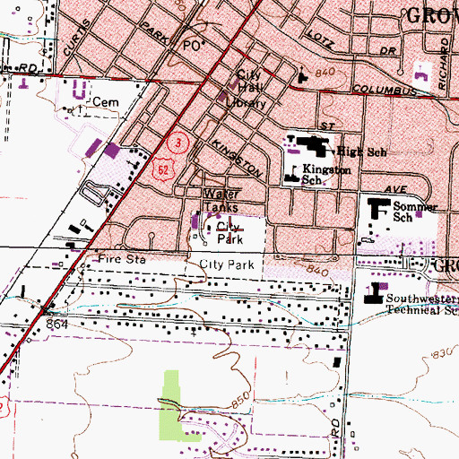 Topographic Map of Grove City Park, OH