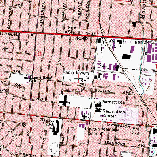 Topographic Map of WBNS Radio Towers, OH