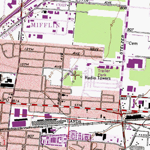 Topographic Map of WWIU Radio Towers, OH