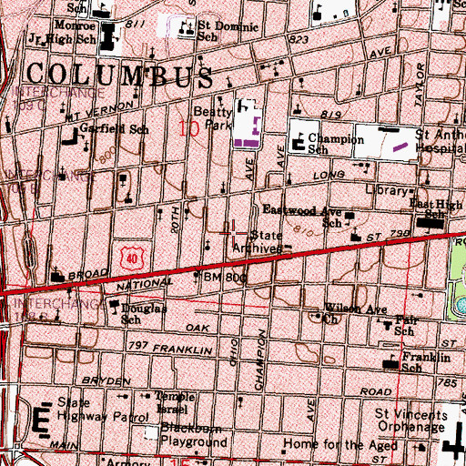 Topographic Map of Ohio State Archives, OH