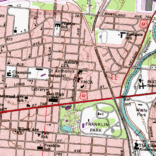 Topographic Map of YMCA, OH