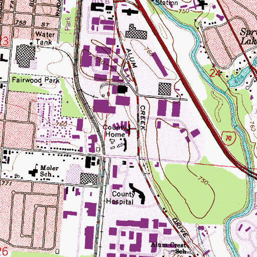 Topographic Map of Franklin County Home, OH