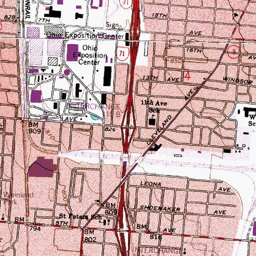 Topographic Map of Interchange 111, OH