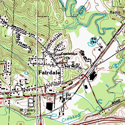 Topographic Map of Cambridge Bible Church, OH