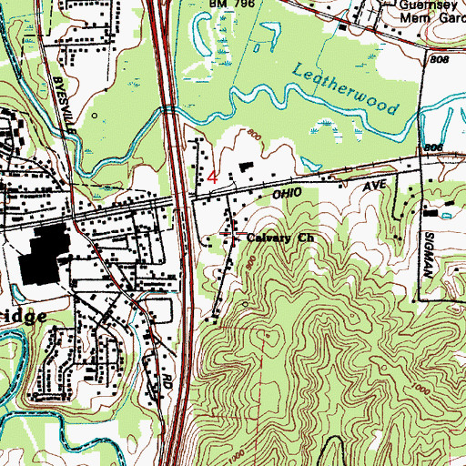 Topographic Map of Calvary Church, OH