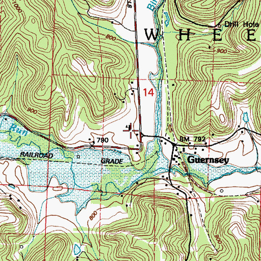 Topographic Map of Guernsey Community Center, OH