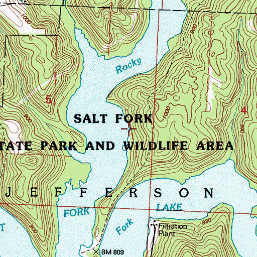 Topographic Map of Salt Fork State Park and Wildlife Area, OH