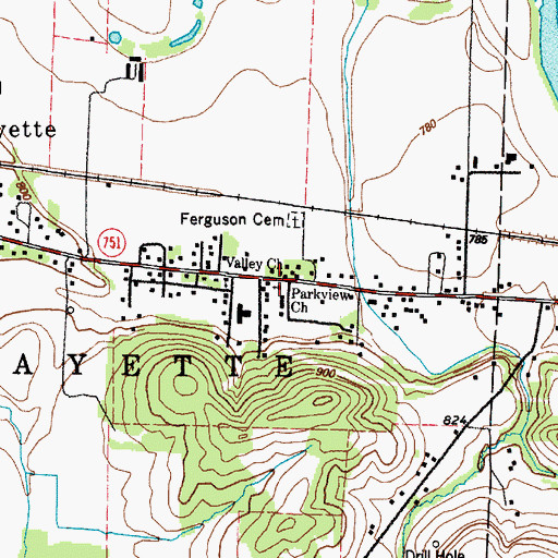 Topographic Map of Parkview Church, OH