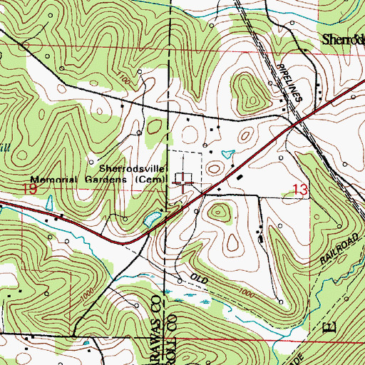 Topographic Map of Sherrodsville Memorial Gardens Cemetery, OH