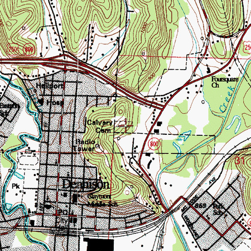 Topographic Map of Calvary Cemetery, OH