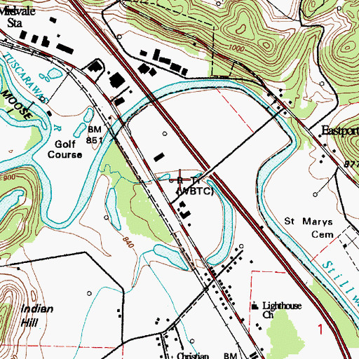 Topographic Map of WBTC Radio Tower, OH