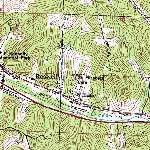 Topographic Map of Saint Elizabeth Cemetery, OH
