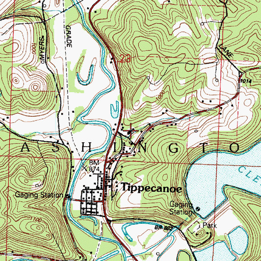 Topographic Map of Washington Township Volunteer Fire and First Responders, OH