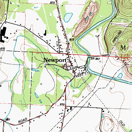 Topographic Map of Newport Methodist Cemetery, OH