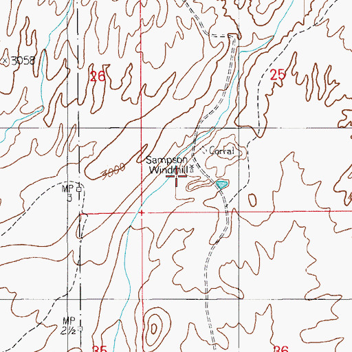 Topographic Map of Sampson Windmill, AZ