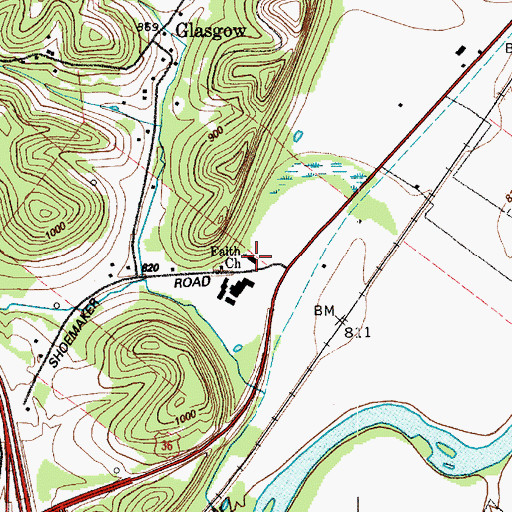 Topographic Map of Faith Church, OH