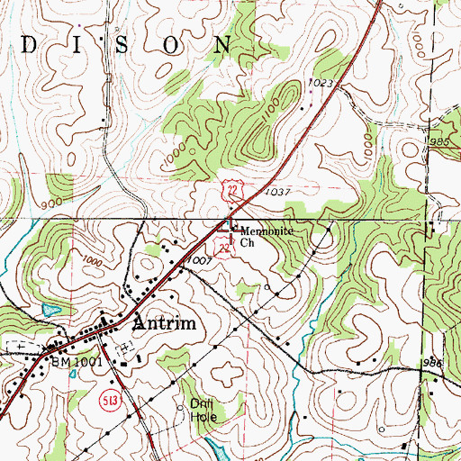 Topographic Map of Antrim Mennonite Church, OH