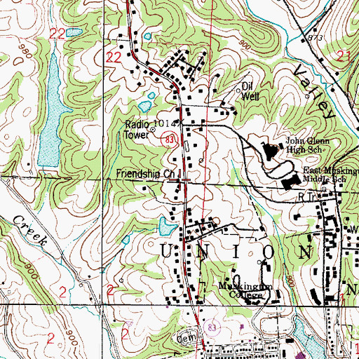Topographic Map of Friendship Church, OH