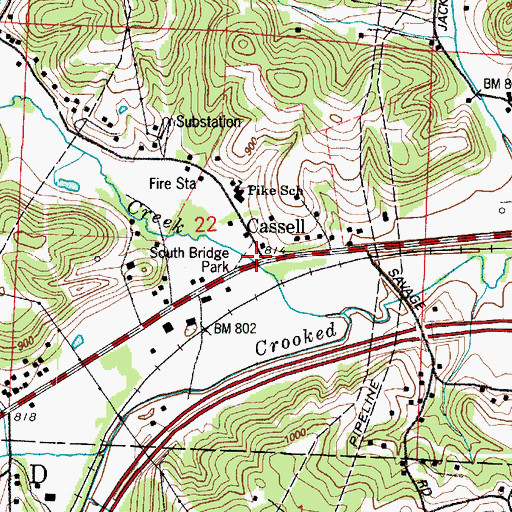 Topographic Map of South Bridge Park, OH