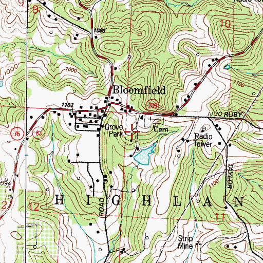 Topographic Map of Grove Park, OH