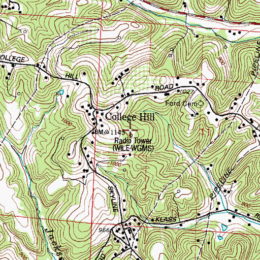 Topographic Map of WILE-WGMS Radio Tower, OH